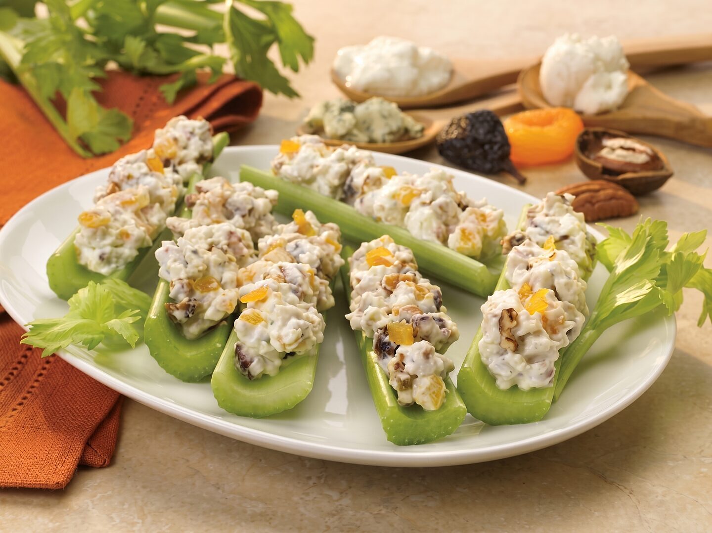 Celery with Apricot Blue Cheese Spread